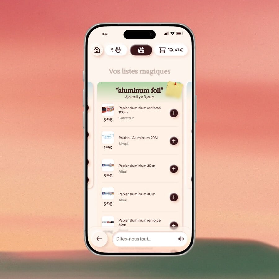 Écran Jowzi : la Multi-Search, recherche de plusieurs produits d'un coup